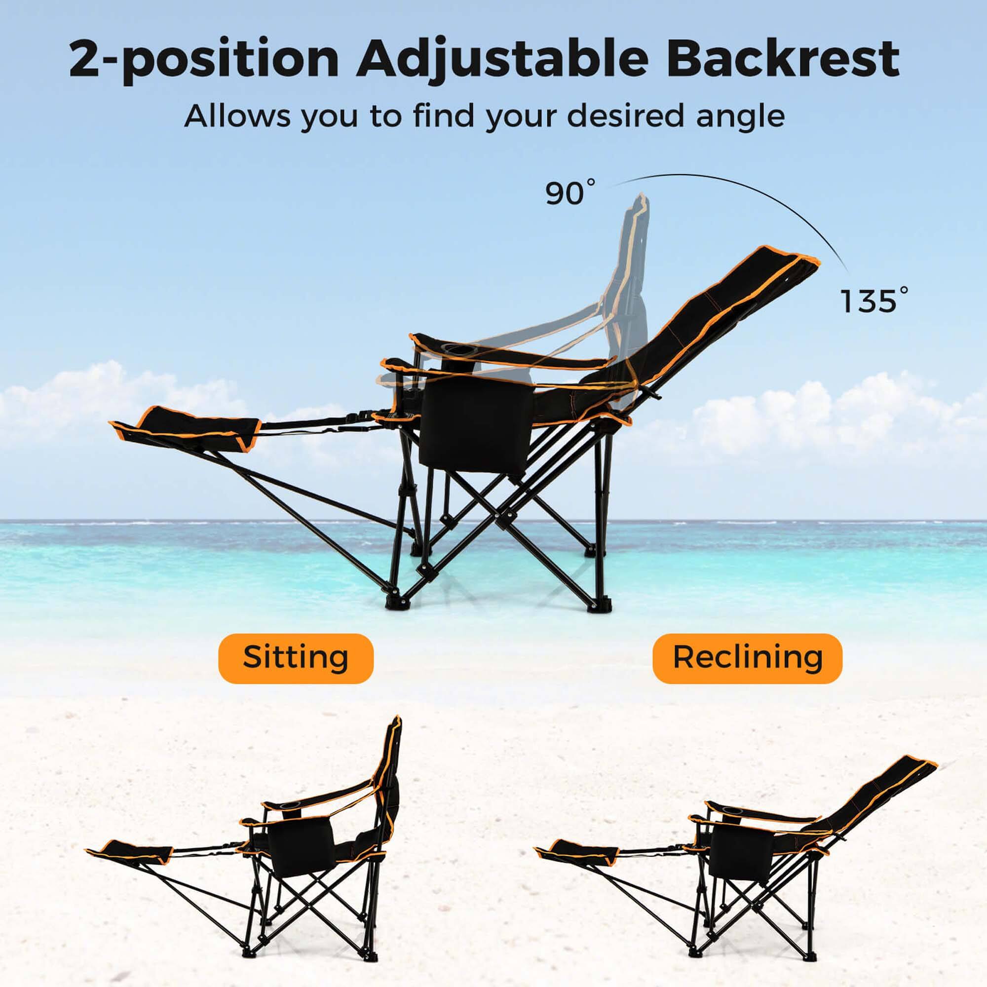 2-position Adjustable Backrest  
Allows you to find your desired angle  

90°  
135°  

Sitting  
Reclining
