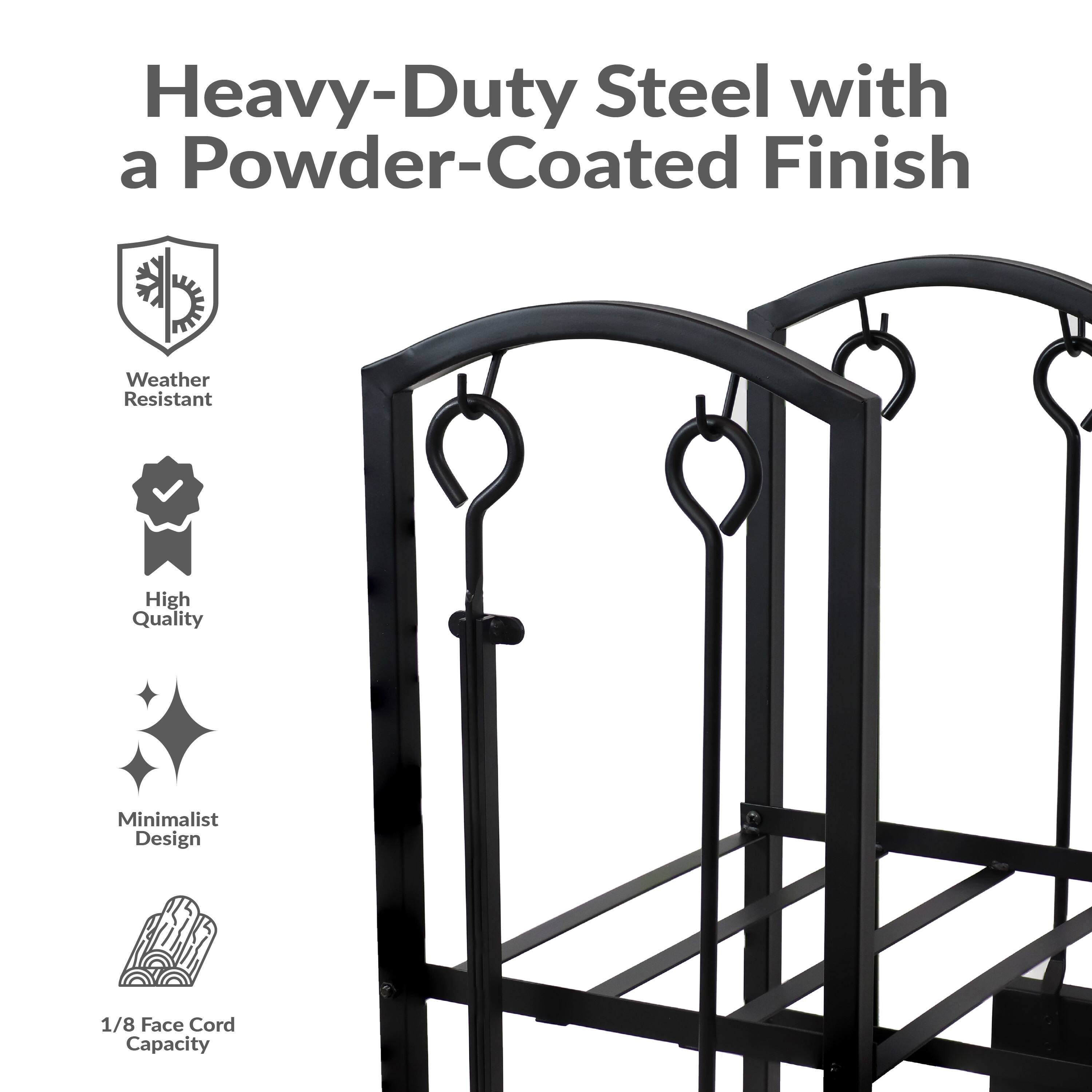 Heavy-Duty Steel with a Powder-Coated Finish

- Weather Resistant
- High Quality
- Minimalist Design
- 1/8 Face Cord Capacity