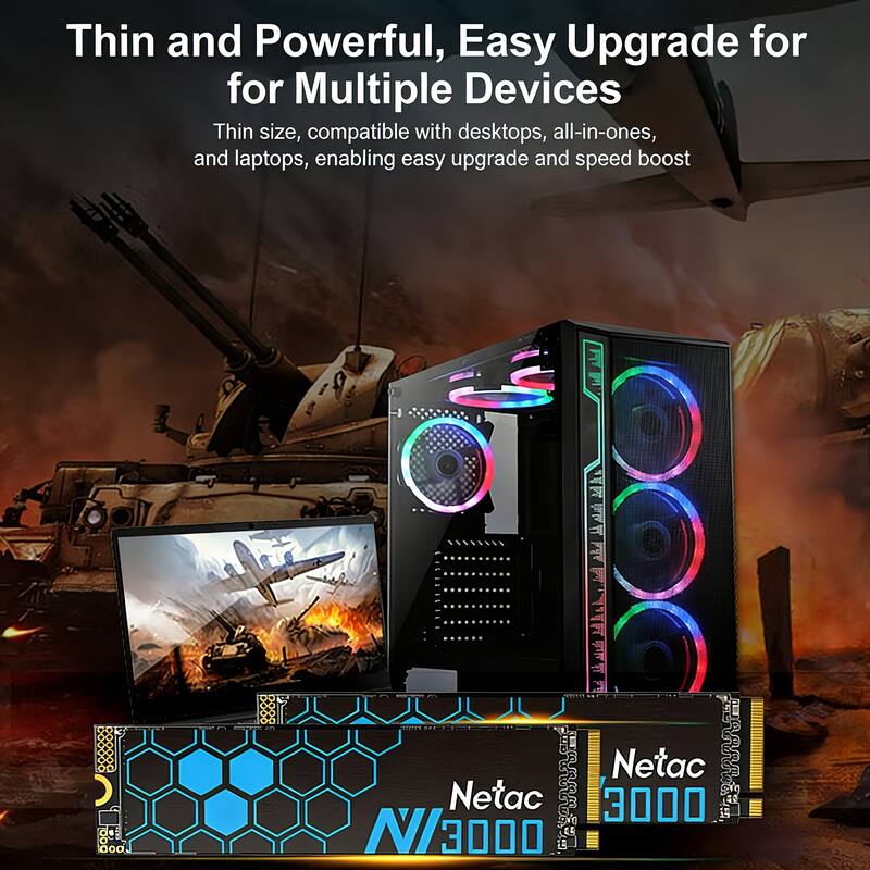 Thin and Powerful, Easy Upgrade for Multiple Devices

Thin size, compatible with desktops, all-in-ones, and laptops, enabling easy upgrade and speed boost

Netac 3000