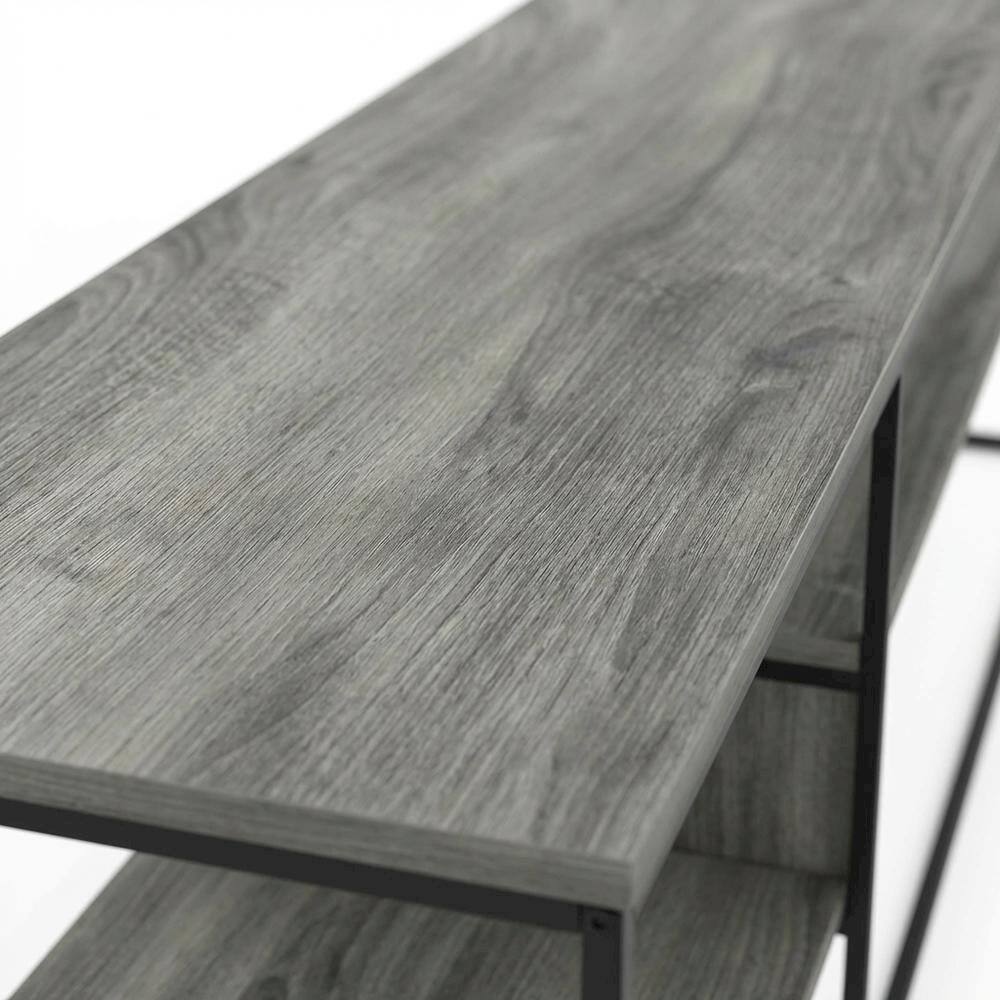 Alt View 4. FurniFact - French Oak Grey Wood TV Stand for Up to 78-Inch Screens with Storage Space - Gold.