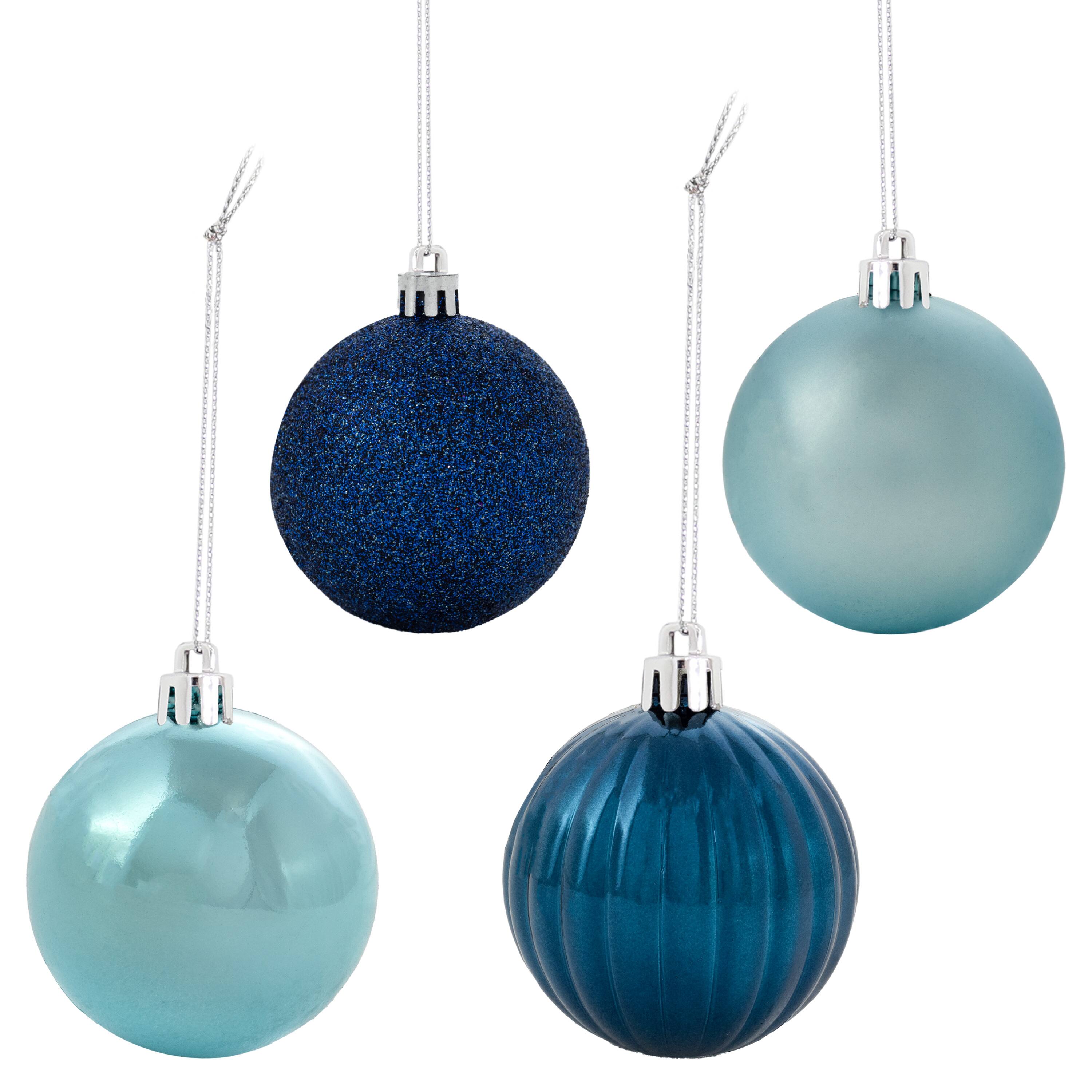 Alt View 10. Sunnydaze - Merry Medley 24-Piece Christmas Ornament Balls - 60mm - Turquoise/Blue.