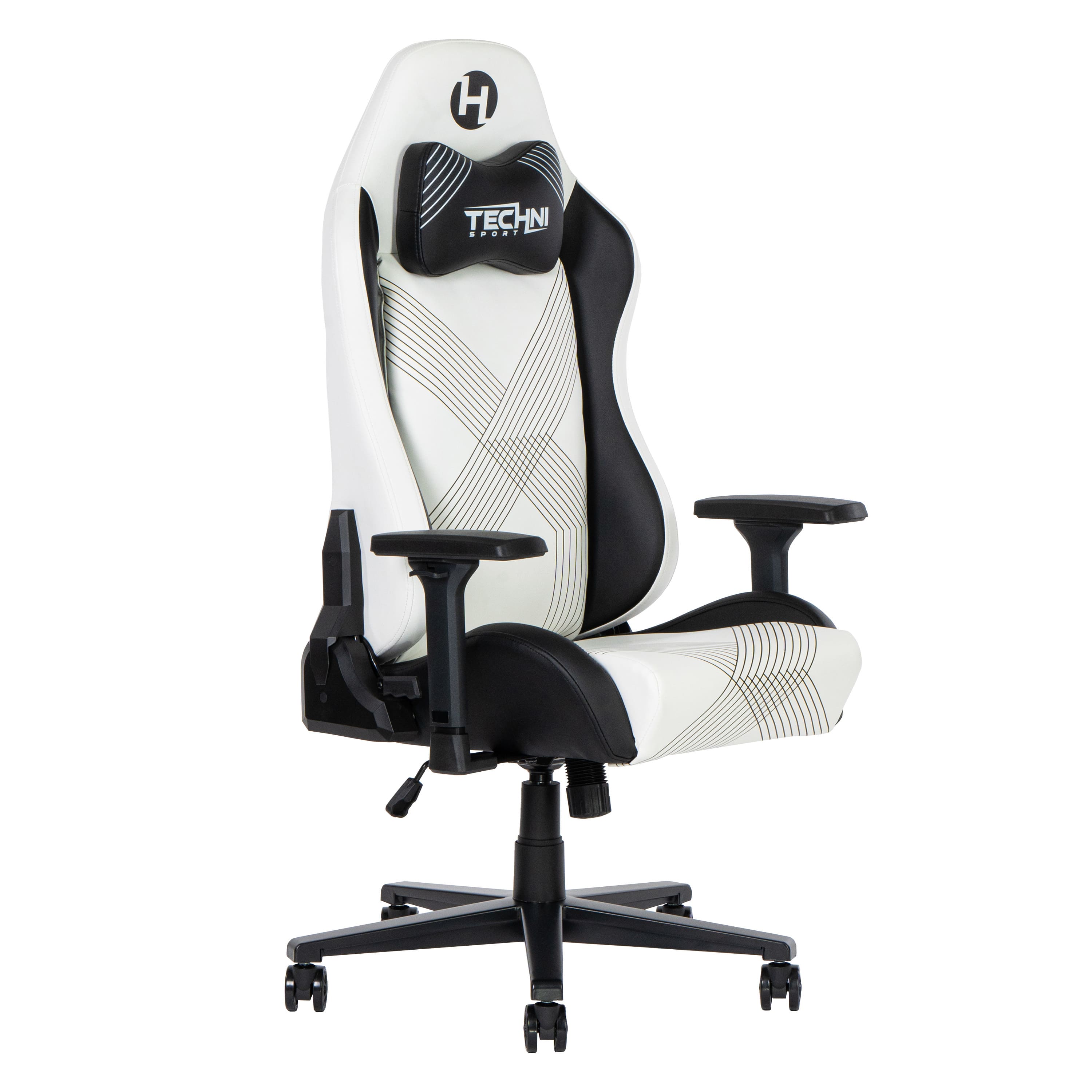 Spaco - Comfort Gaming Chair, 4.5" Extra Cushion, Magnetic Neck Pillow, 150 Degree Recline, 3D Adjustable Arms, 300lbs - White