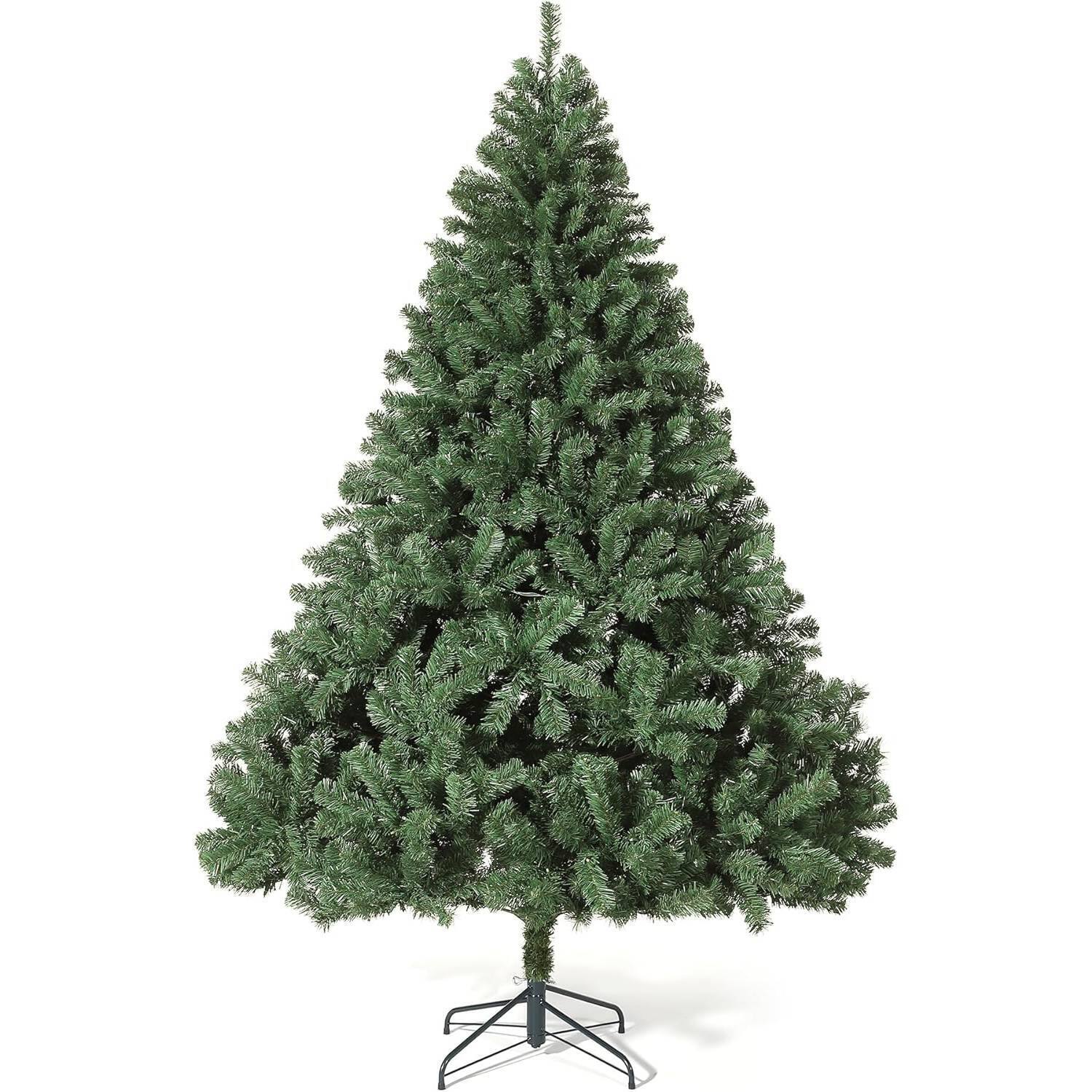 Front. Jojoka - 7.5 FT Traditional Artificial Christmas Tree, Full Green PVC Pine, Easy Assembly, for Living Room, Office, Party - Green.
