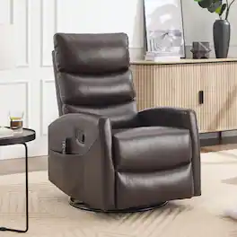 Boyel Living - Faux Leather Fabric Heat Massage Manual Recliner Chair with Rocker and Swivel for Living Room - Brown