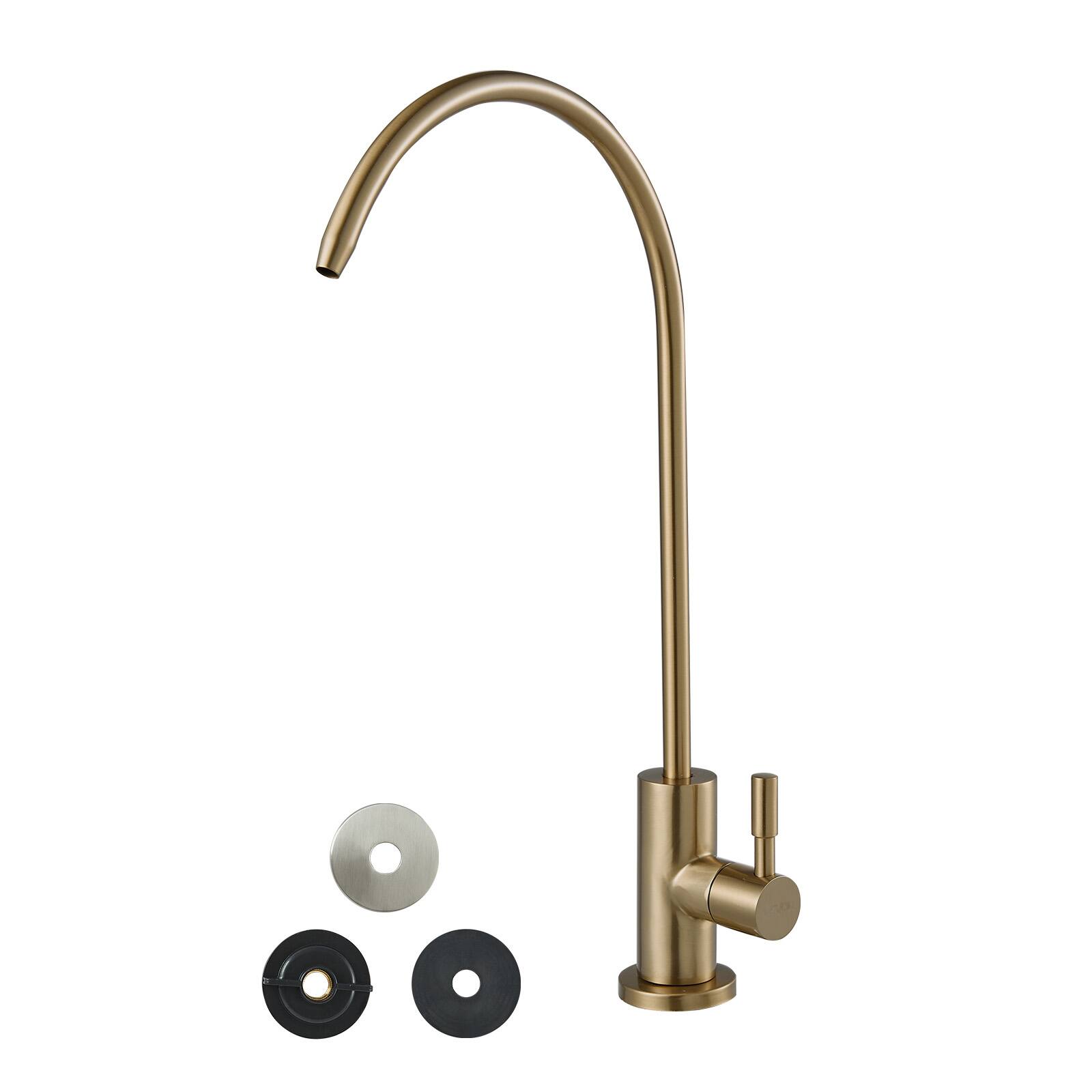 Front. VEVOR - Stainless Steel Faucet,Lead-Free Water Purifier Faucet,Filter Water Faucets With Solid Brass Valve,Anti-Rust&Durability - Gold.
