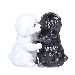 Pacific Trading - Hugging Maltese Dogs Ceramic Salt and Pepper Shakers Magnetic - Multicolor