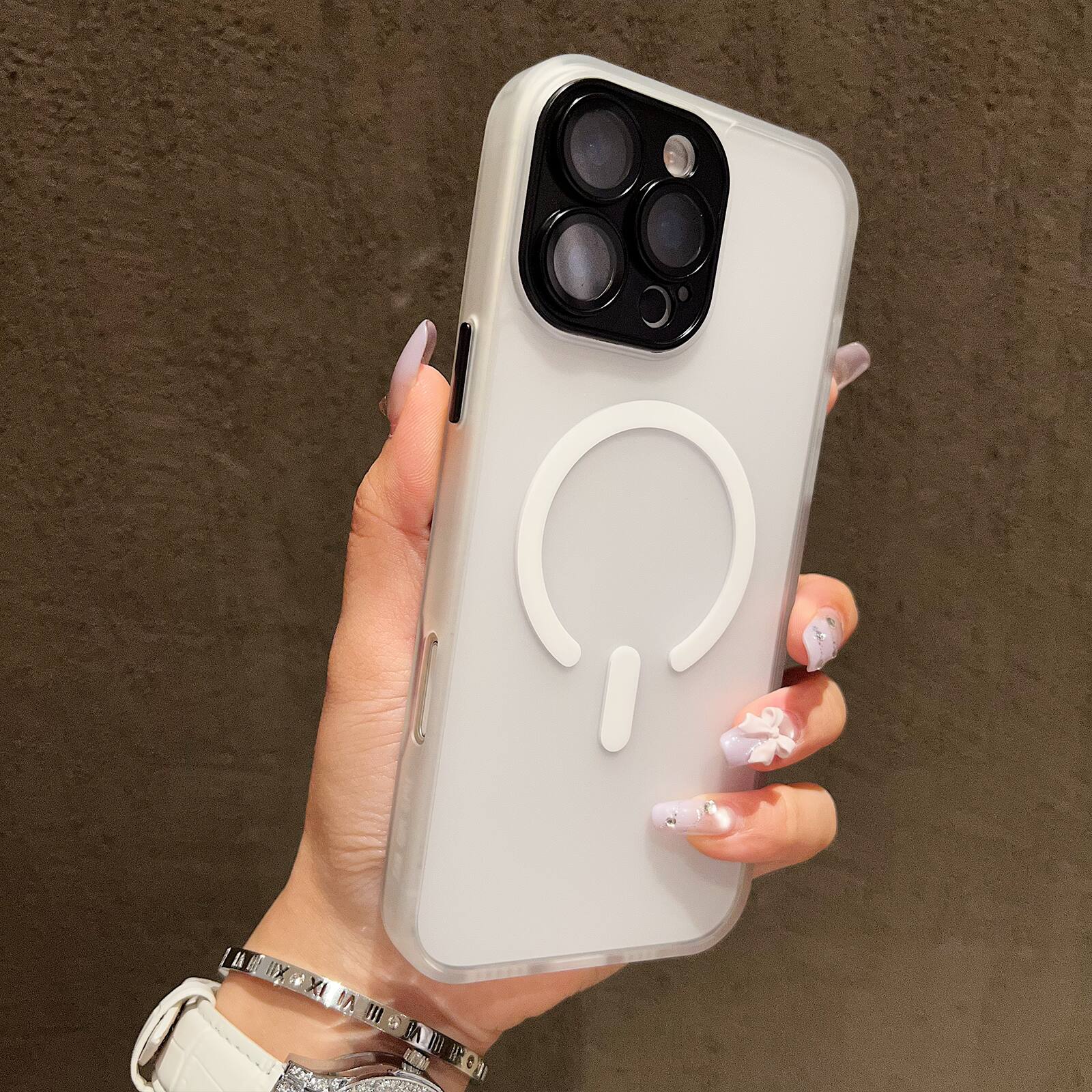 Alt View 4. UUCOVER - For Apple iPhone 16 Pro Max Magnetic Case with Built-in Camera Lens Protector Cover, Compatible with MagSafe Matte Cover - White.