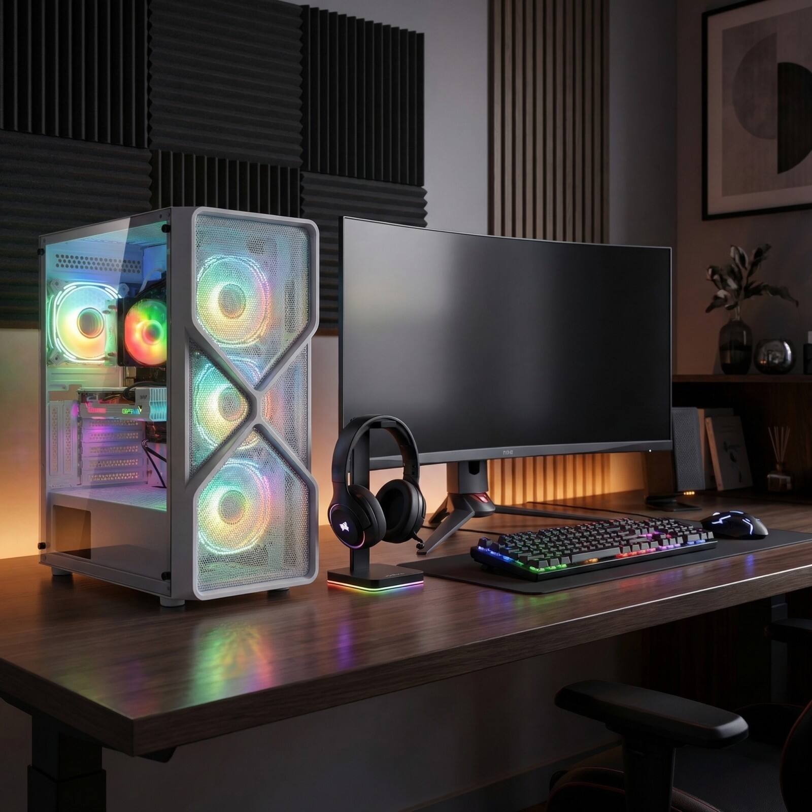 Alt View 1. STGAubron - STGAubron Gaming Desktop PC, AMD Ryzen 5 5500 up to 4.2GHz, GeForce RTX 3050 6G Graphics,16G DDR4 RAM, 1T SSD, Win11H - White.