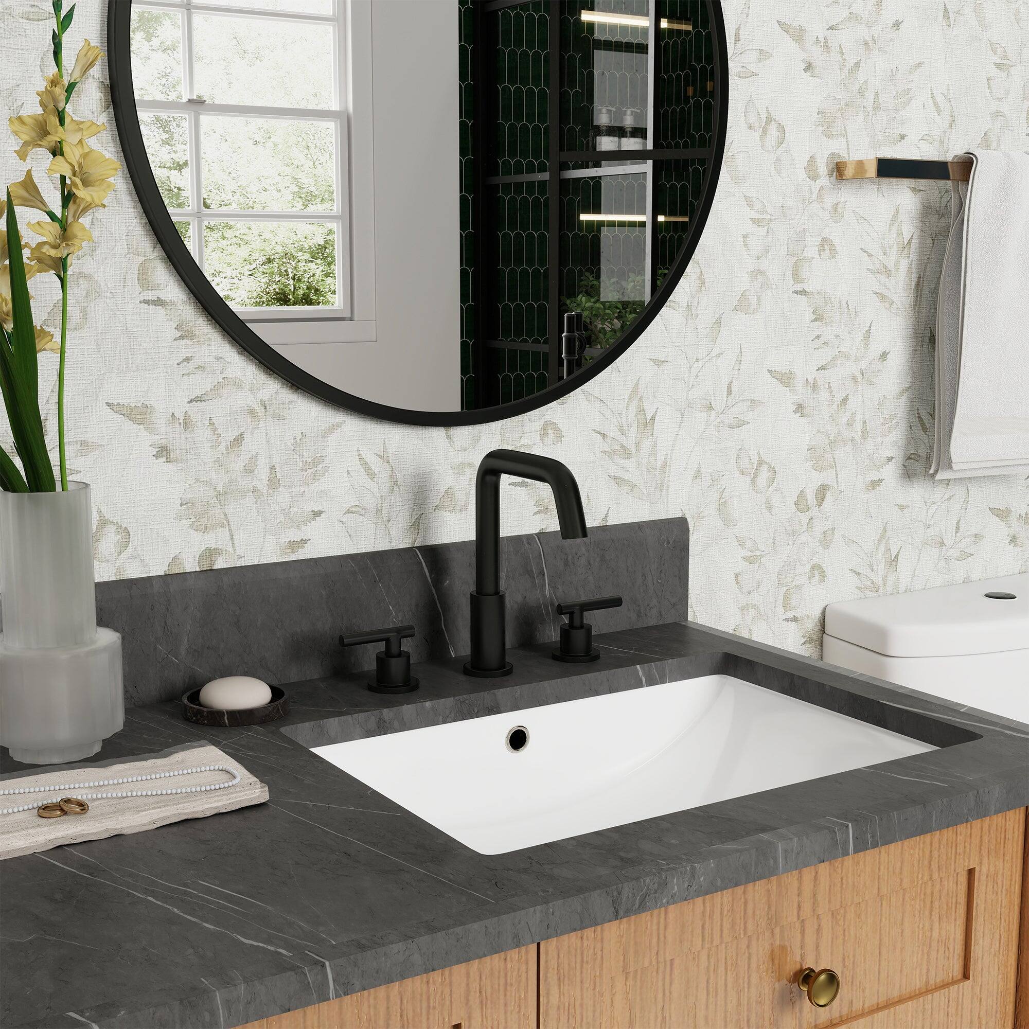 Alt View 10. Boyel Living - 8 in. Widespread 2-Handle Mid-Arc Bathroom Faucet with Valve and cUPC Water Supply Lines - Matte Black.