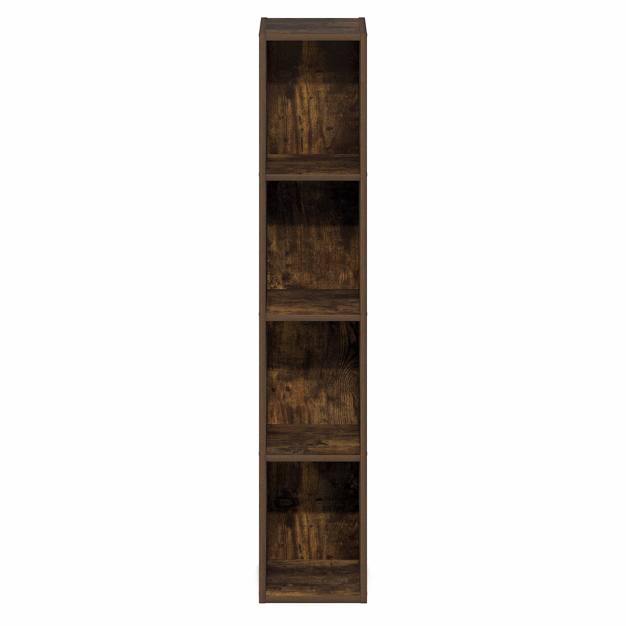 Alt View 6. Furinno - FULDA Book Shelf, 4-Tier Narrow Bookshelf, Standing Bookcase with 8-In Width Storage Shelf, 9.3 x 7.9 x 41.6 - Amber Pine.