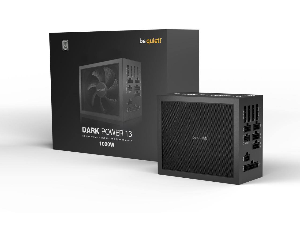 be quiet!  
DARK POWER 13  
NO COMPROMISE  
SILENCE AND PERFORMANCE  
1000W  

80 PLUS  
GOLD