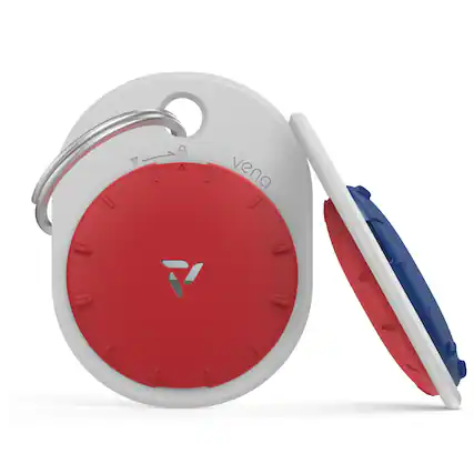 Front. Vena - For Apple AirTag Holder Pet, AirTag Keychain Silicone, AirTag Case Cover Carabiner For Dog Cat Collar Luggage, Blue/Red - Multicolored.