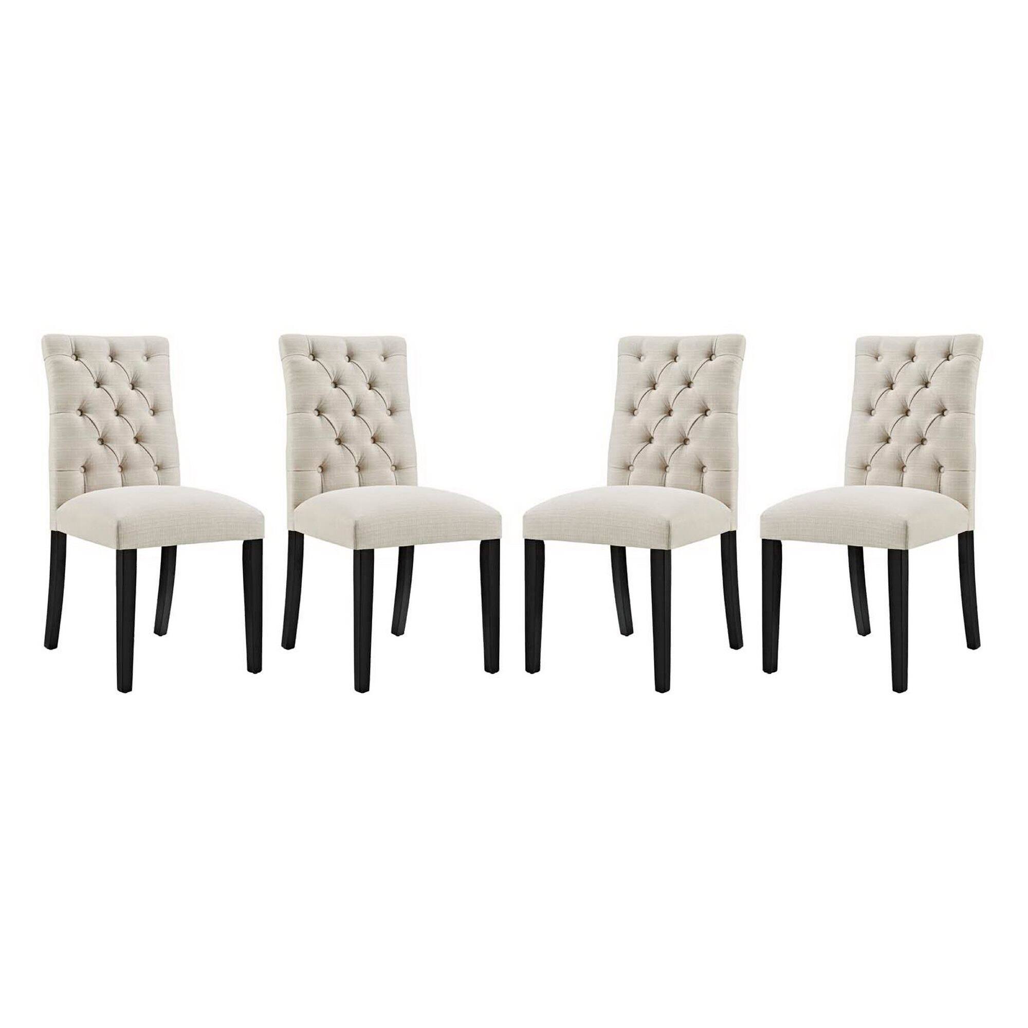 Duchess Fabric Dining Chair Set of 4 by Modway - Brown
