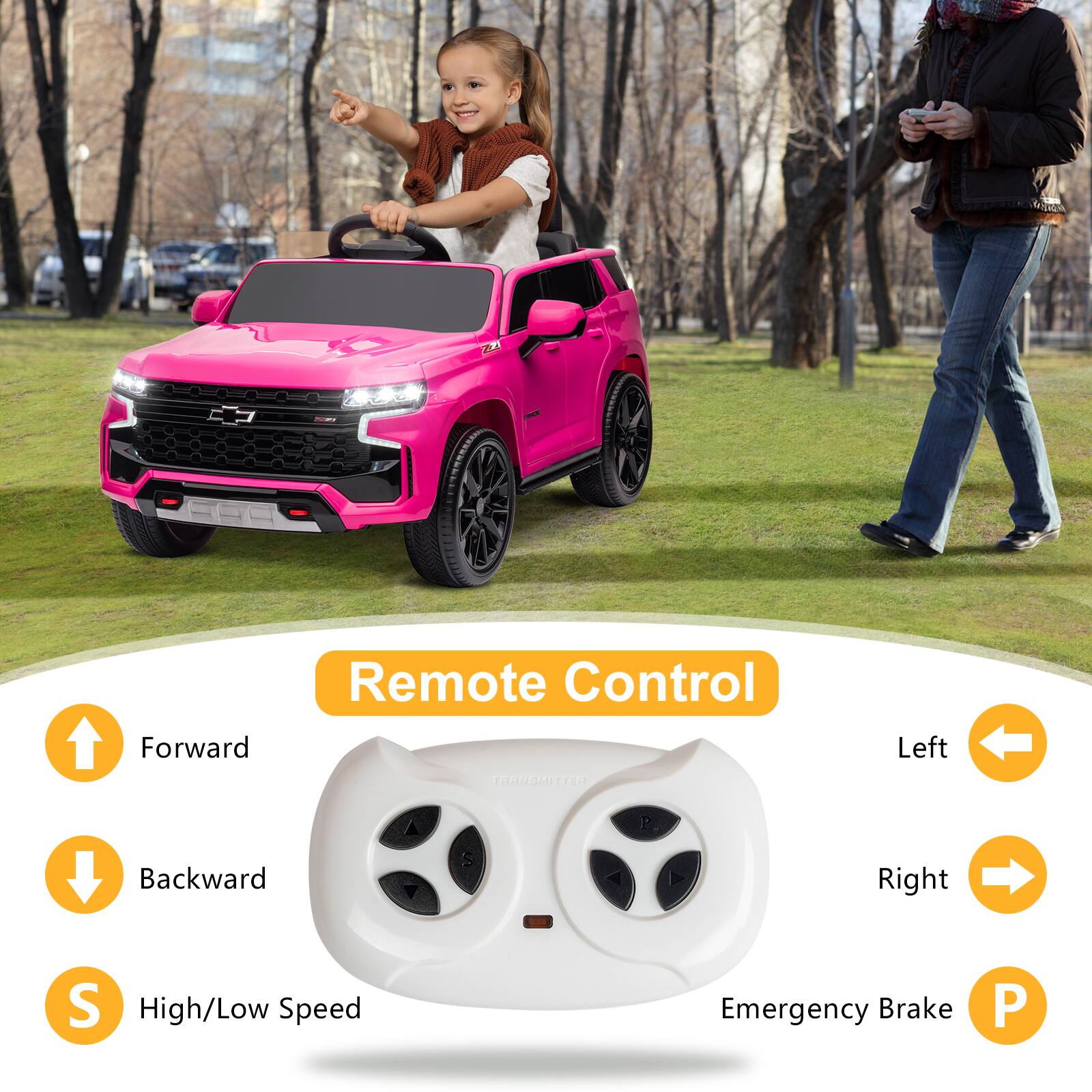 Remote Control

- Forward
- Backward
- Left
- Right
- High/Low Speed
- Emergency Brake