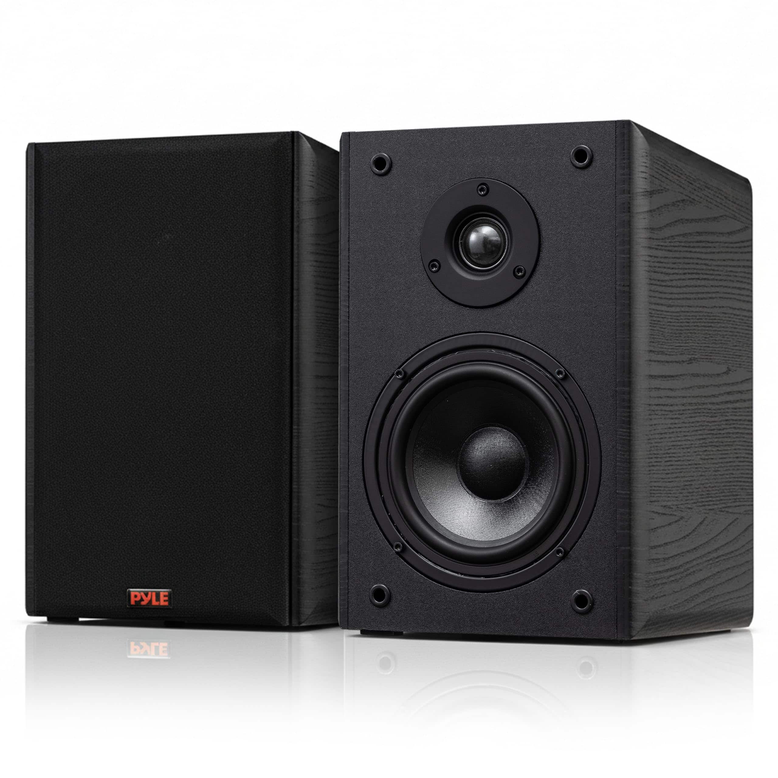 Pyle - 5.25” 2-Way HiFi Home Theater Wired Bookshelf Speakers with Wall Mount Brackets (Black)