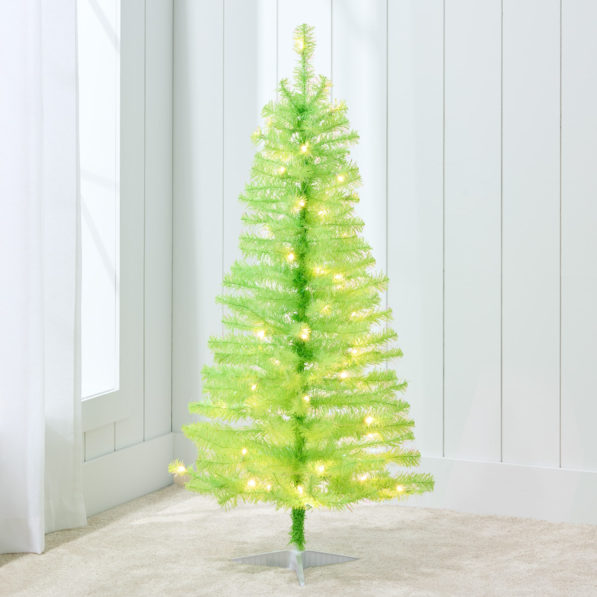 Best Choice Products - 4ft Pre-lit Colored Christmas Tree, Artificial Tree Holiday Decor w/ LED Lights - Lime Green