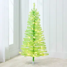 Best Choice Products - 4ft Pre-lit Colored Christmas Tree, Artificial Tree Holiday Decor w/ LED Lights - Lime Green