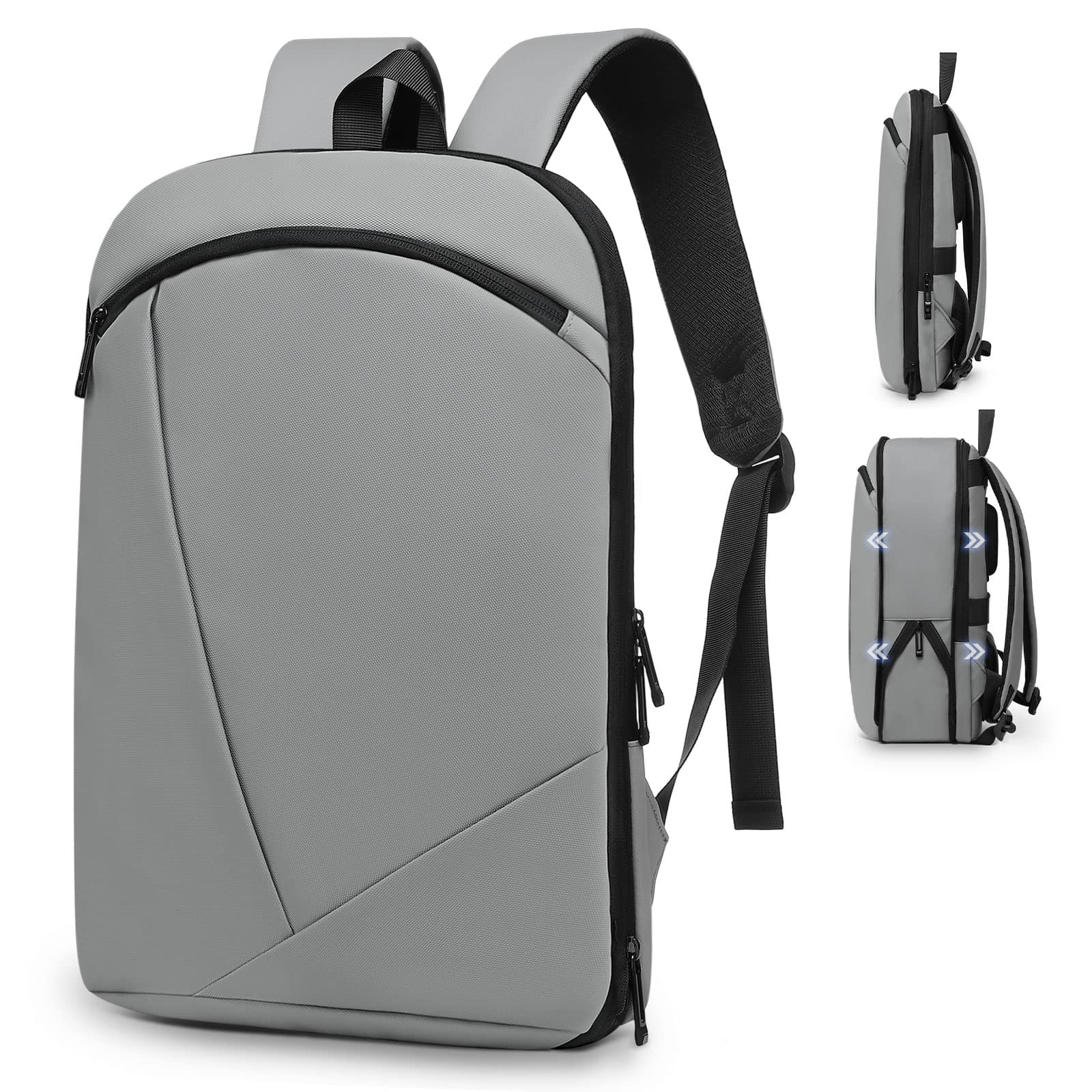 Unique Bargains - Slim Expandable TSA Business Bag for Men, 16" Laptop Compartment, 15L-25L, Lightweight Work Office - Gray