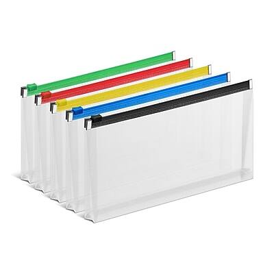 Staples - Plastic File Pocket, Check Size, 5/Pack (TR51840) - Assorted Colors