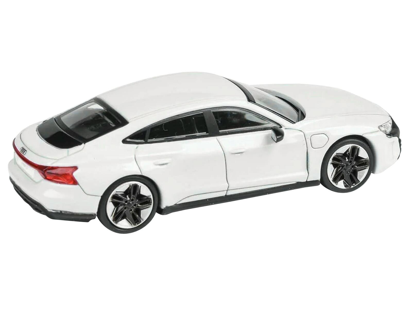 Angle. Paragon - Audi E-tron GT RS Ibis White Metallic 1/64 Diecast Model Car by Paragon Models - White Metallic.