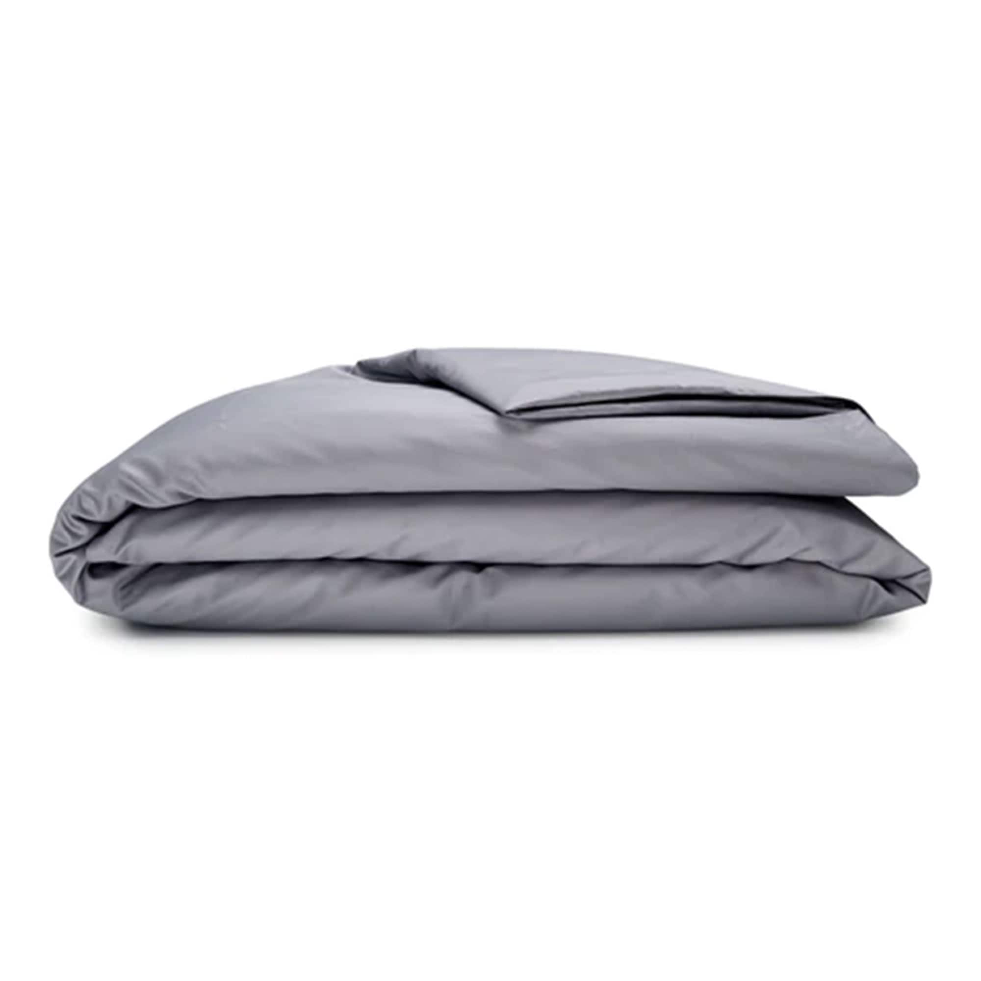 Sleepgram - Supima 400 Thread Count Cotton Duvet Cover with Travel Bag, King, Grey - Gray