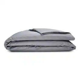 Sleepgram - Supima 400 Thread Count Cotton Duvet Cover with Travel Bag, King, Grey - Gray