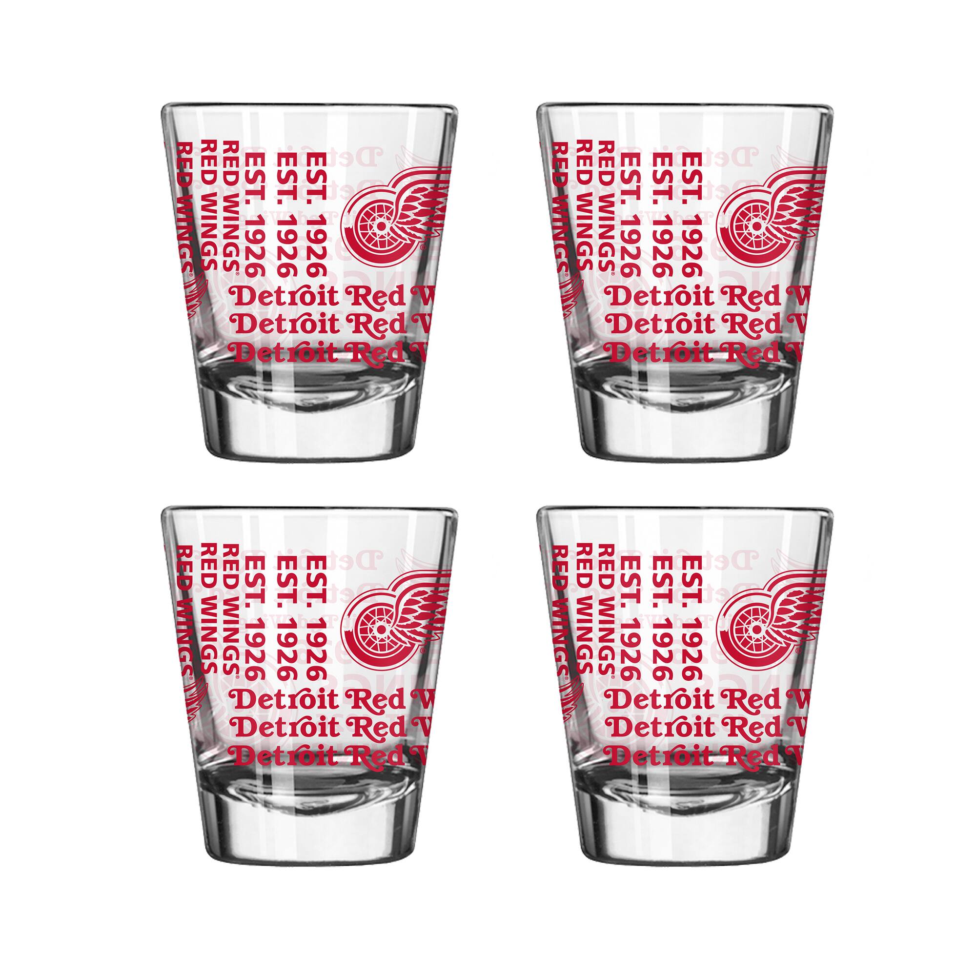 Logo Brands - Detroit Red Wings 4-Pack 2oz. Shot Glass Set - Multicolor