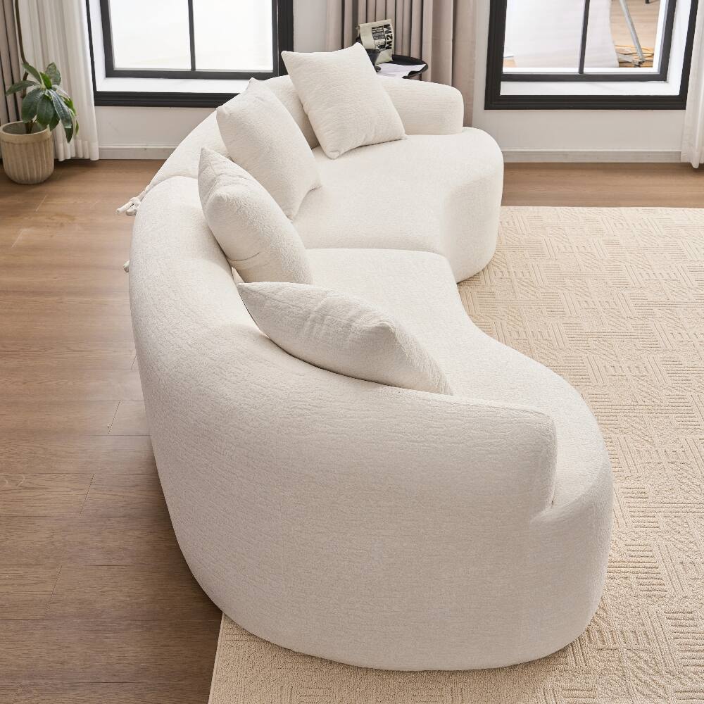 Alt View 9. Loheer - Loheer Curved Boneless Sofa 110'' Sectional Sleeper White - White.