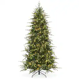 Casafield - Pre-Lit Slim Aspen Fir Artificial Holiday Christmas Tree with Stand - Green