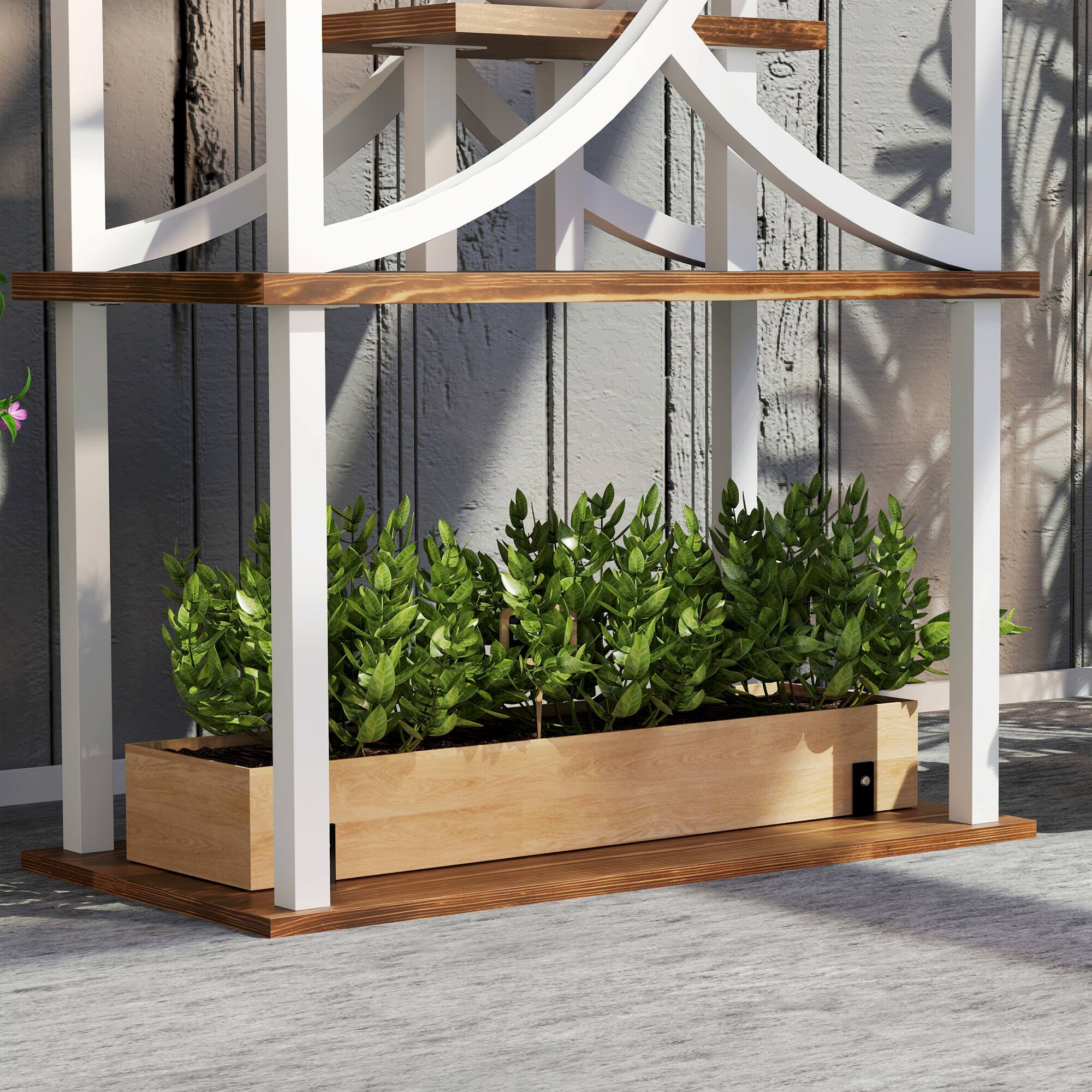 Alt View 8. Outsunny - 8 Tier Plant Stand Indoor, 62" Tall Plant Shelf, S-Shaped Plant Rack for Multiple Plants, Corner Plant Flower Holder - Carbonized.