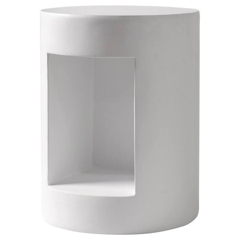 Alt View 4. LeisureMod - Nook Cylindrical Fiberstone Accent Table, 14" Round Modern Storage End Table - Weather Resistant - White.