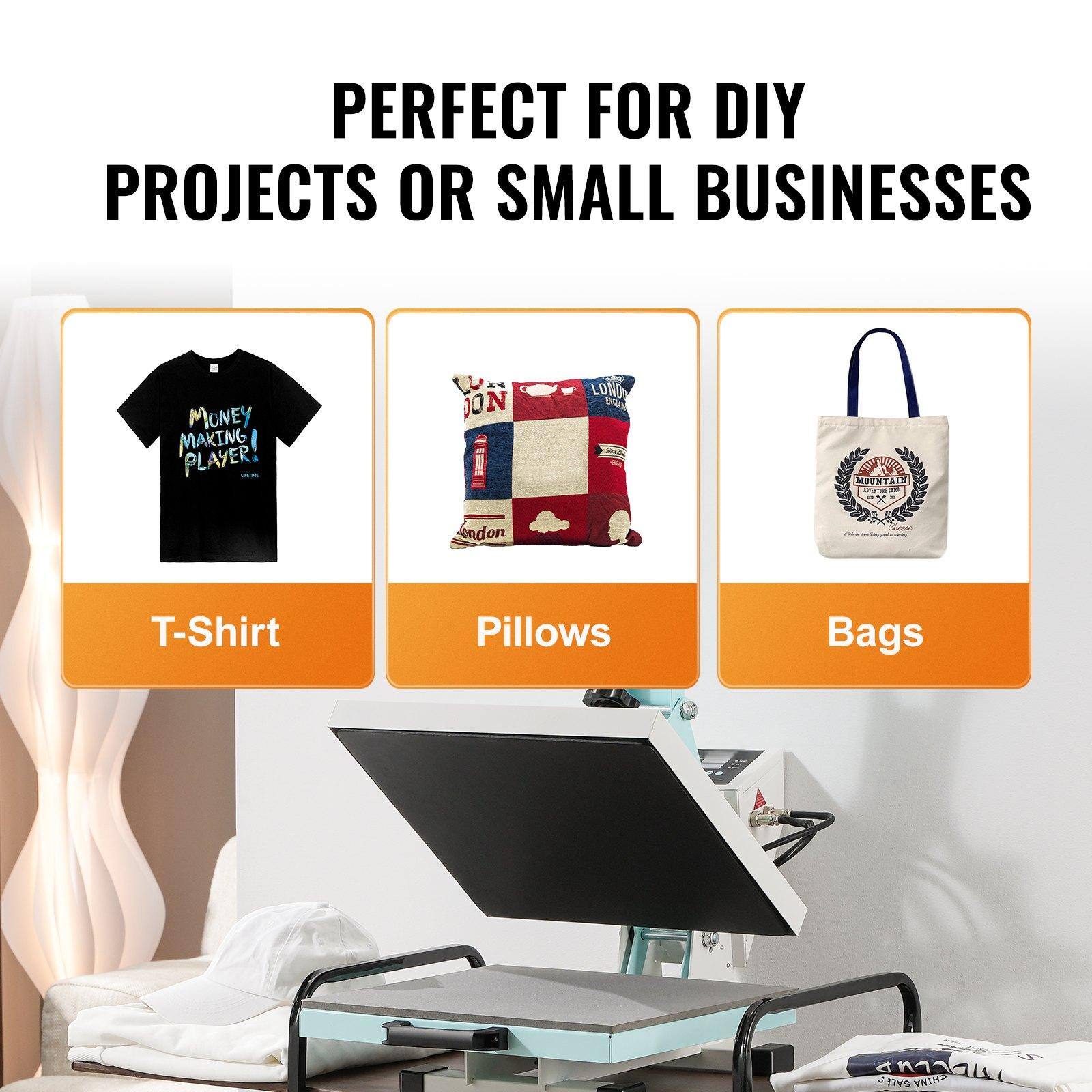 PERFECT FOR DIY PROJECTS OR SMALL BUSINESSES

- T-Shirt
- Pillows
- Bags