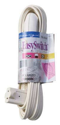 Woods - Easy Switch Indoor 15 ft. L Extension Cord 16/2 SPT-2 - White