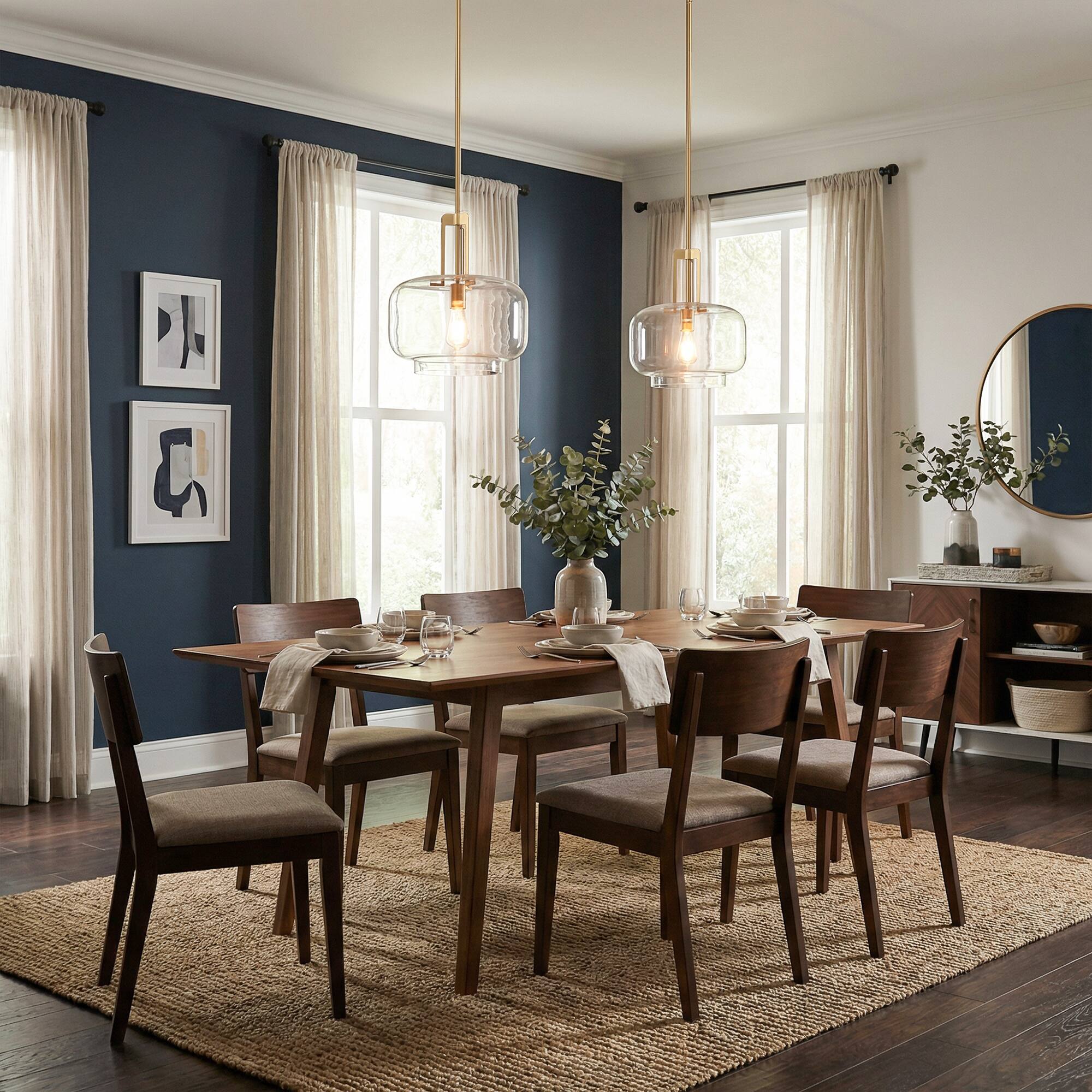 Back. Parrot Uncle - Modern Brass Round Clear Glass Shade Pendant Light.