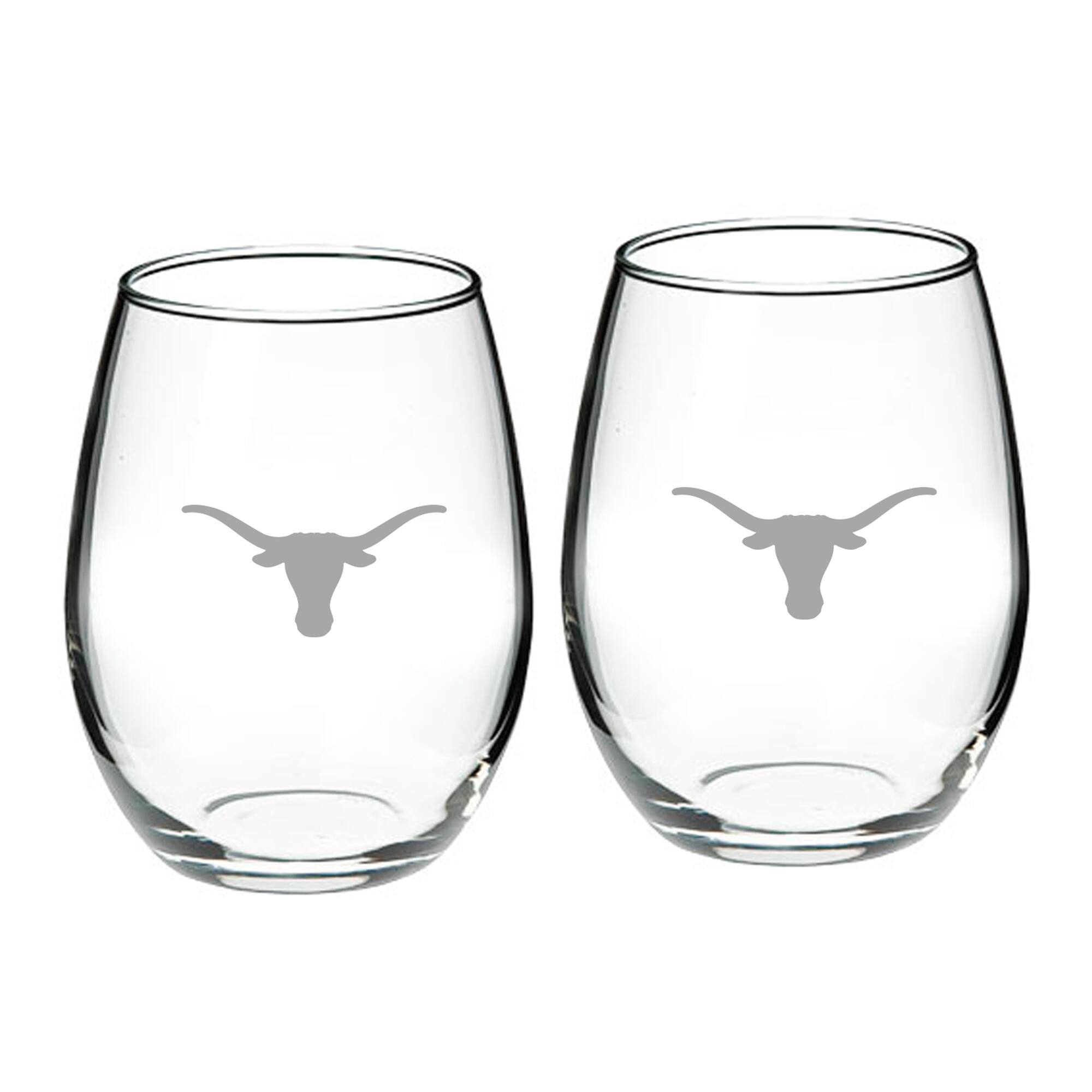 Front. Jardine - Texas Longhorns 21oz. 2-Piece Stemless Wine Glass Set - Multicolor.