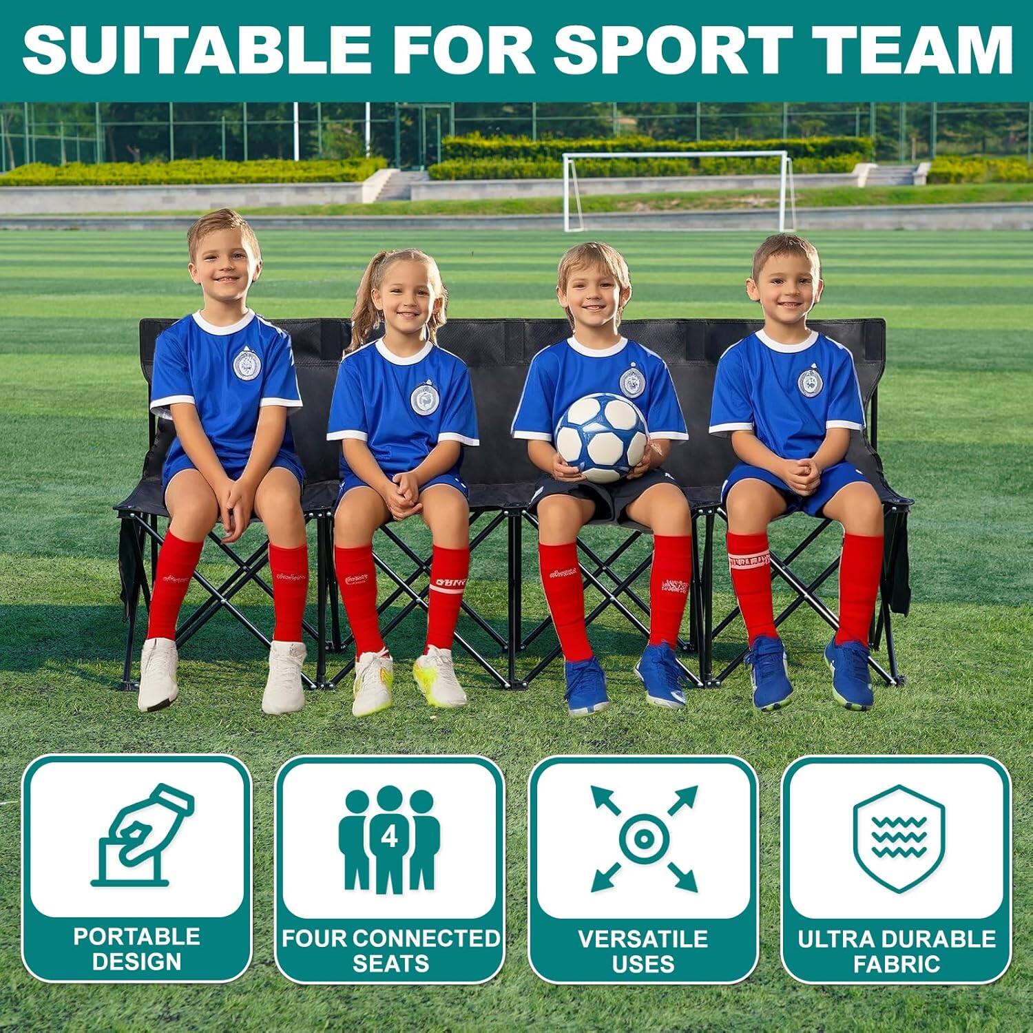 SUITABLE FOR SPORT TEAM

- PORTABLE DESIGN
- FOUR CONNECTED SEATS
- VERSATILE USES
- ULTRA DURABLE FABRIC