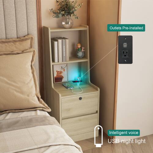 Outlets Pre-Installed  
Intelligent voice USB night light