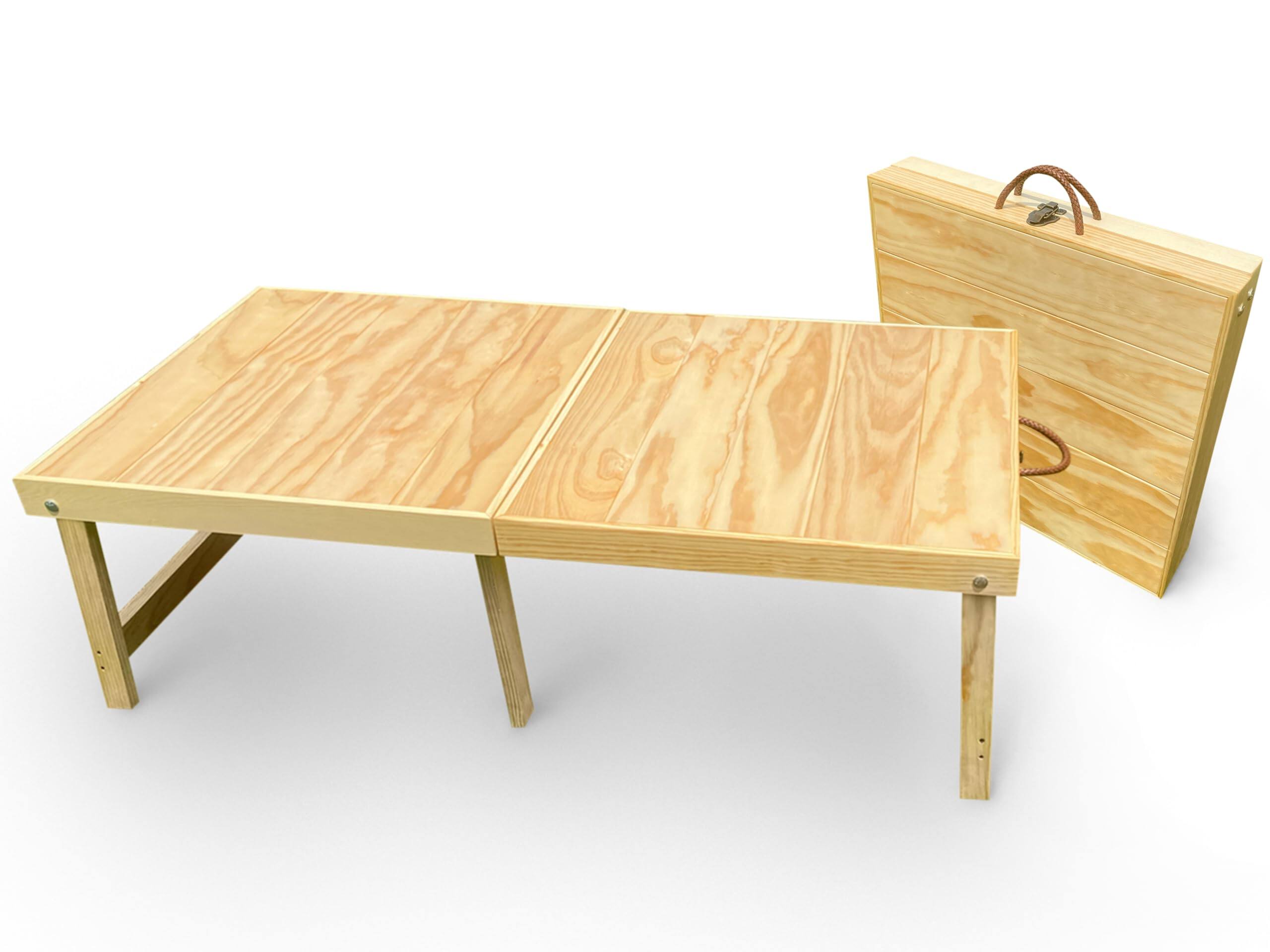 Front. JETRANSPORT - Foldable Beach Picnic Table - 3.5 Ft low Height Wooden Portable Boho Travel For Bbq Camping Party Tailgating - Default.