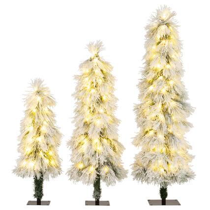 Front. Costway - Costway 3' 4' 5' Artificial Christmas Tree Set with 30 + 50 + 70 LED Lights Holiday Decoration Tree - Green.