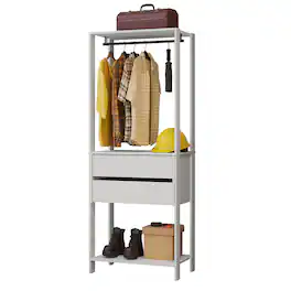 Madesa - Garage Storage Rack with 2 Drawers and Hanging Space 27"L Multiuse Organization Cabinet for Tools - White - White
