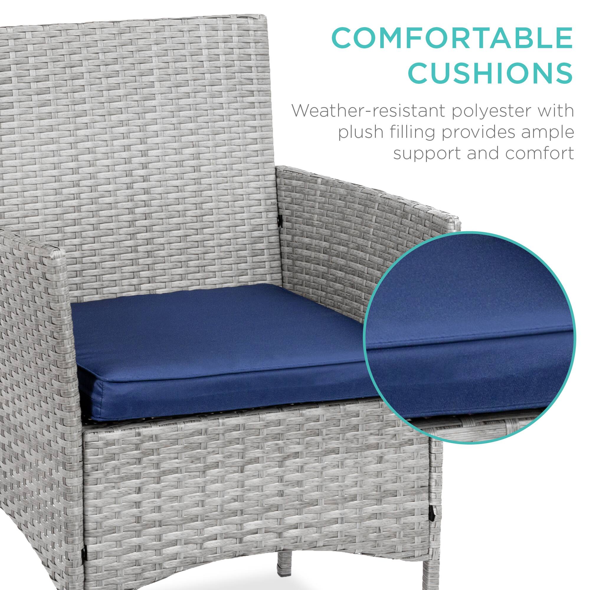 COMFORTABLE CUSHIONS

Weather-resistant polyester with plush filling provides ample support and comfort