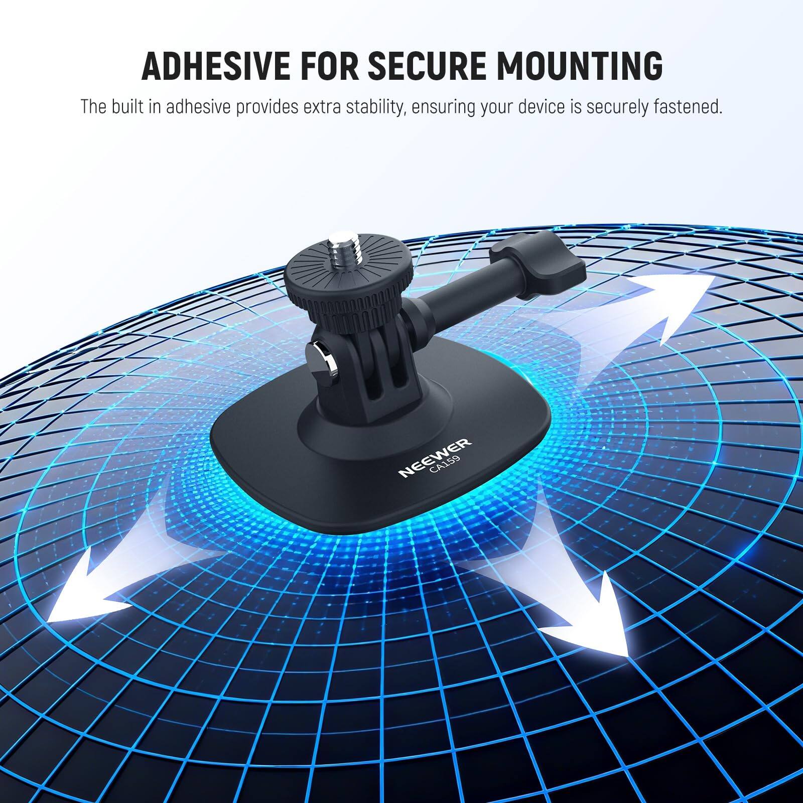 ADHESIVE FOR SECURE MOUNTING

The built-in adhesive provides extra stability, ensuring your device is securely fastened.

NEEWER CA159