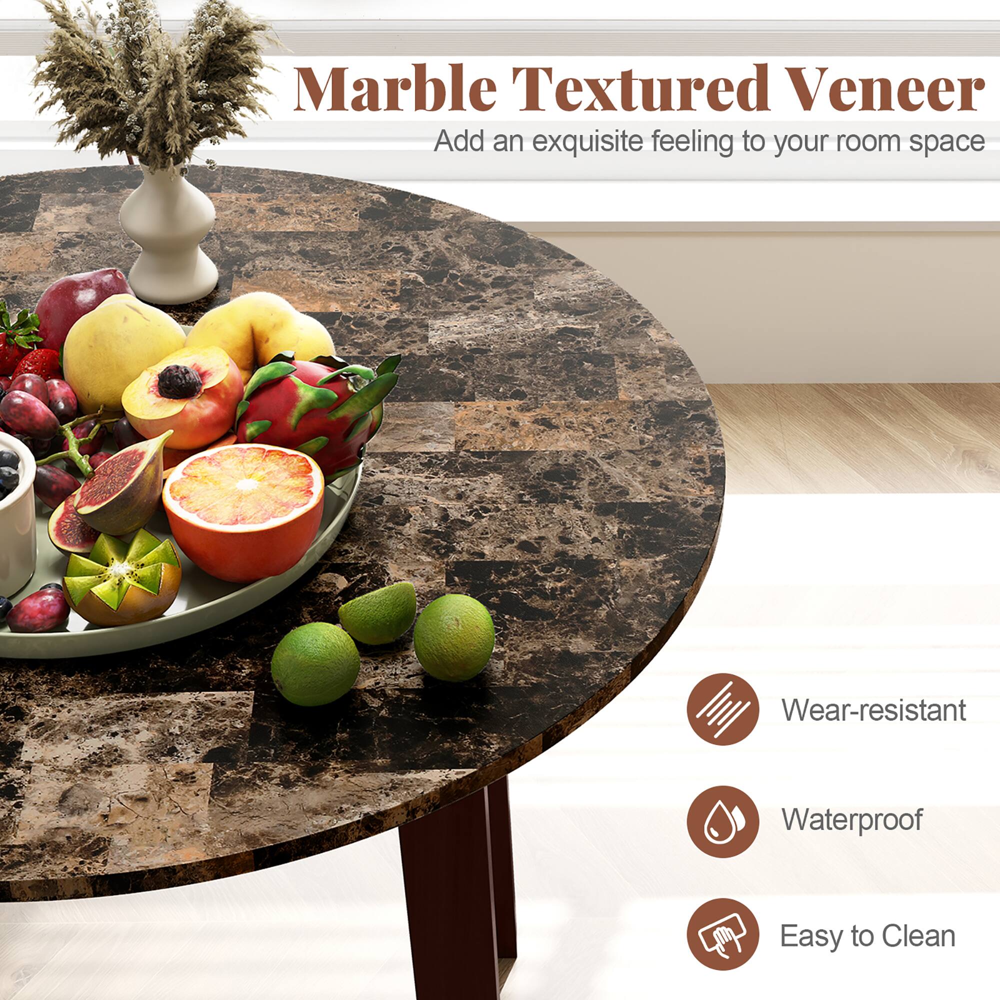 Marble Textured Veneer  
Add an exquisite feeling to your room space  

- Wear-resistant  
- Waterproof  
- Easy to Clean