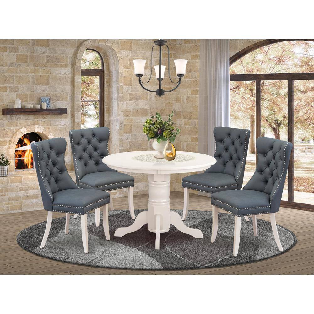 Alt View 3. East West Furniture - 5 Piece Kitchen Set - White.