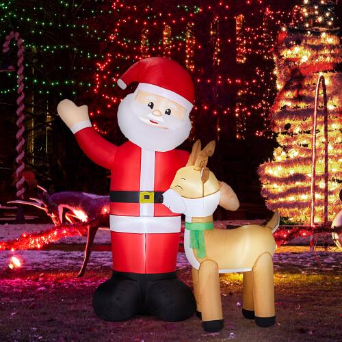 Alt View 7. Winado - 6.3FT Christmas Santa Claus and Reindeer with Built-in Lights Inflatable for Outdoor Air Blown Holiday Party Decoration - Multicolor.