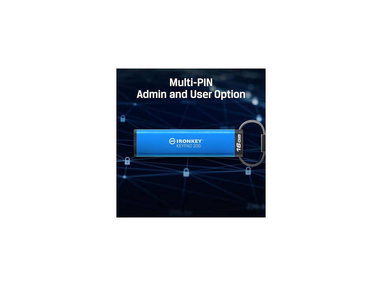 Multi-PIN Admin and User Option  
IRONKEY KEYPAD 200  
16GB