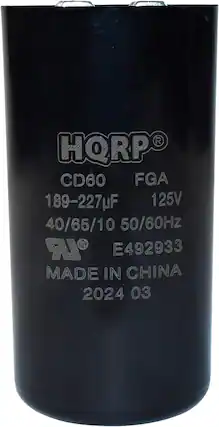 HORP CD60 FGA 189-227µF 125V 40/65/10 50/60Hz E492933 MADE IN CHINA 2024 03