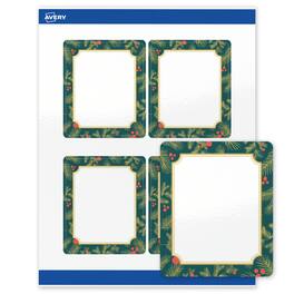 Avery - Avery® Labels, 4" x 3-1/3", Gold-Teal Berries, Glossy, 40ct - White