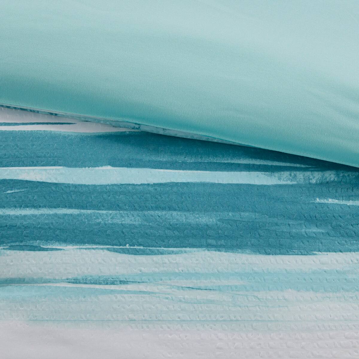 Alt View 2. TinyHomie - 8 Piece Printed Seersucker Comforter and Quilt Set Collection Aqua King/Cal King - Aqua.