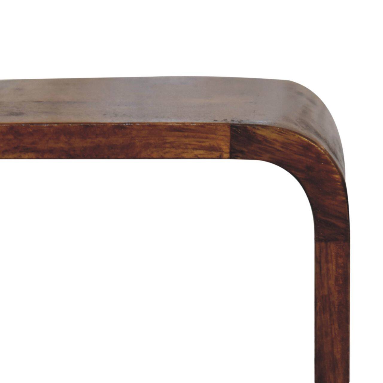 Alt View 1. Artisan Furniture - Artisan Furniture Solid Wood, Extra Mini Minimalist Curved Chestnut Bedside, OpenSlot, Nordic Legs, Dark Brown - Chestnut.